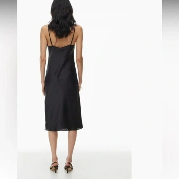 Aritzia Wilfred Only Satin Midi Slip Dress Black Size Small - Picture 5 of 11